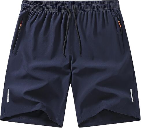 Mens Athletic Shorts with Zipper Pockets Running Quick Drying Active Wear Breathable Workout Hiking Basketball Outdoor Shorts in Saudi Arabia