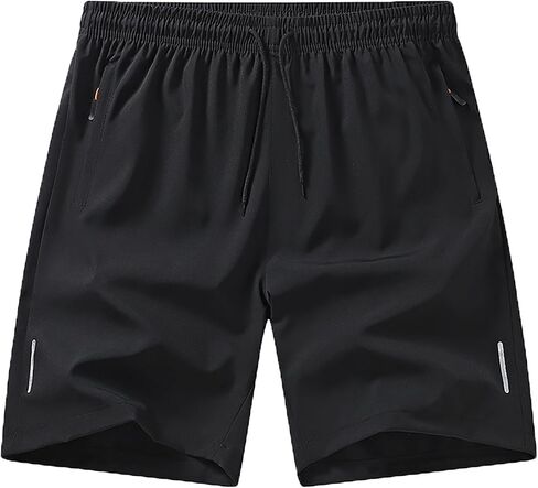Mens Athletic Shorts with Zipper Pockets Running Quick Drying Active Wear Breathable Workout Hiking Basketball Outdoor Shorts in Saudi Arabia