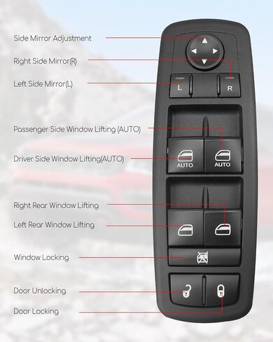 تبديل نافذة الطاقة استبدال 68141894AA FIT لجيب شيروكي 2014 2015 2015 2017 مع زر التلقائيين ، جانب السائق الأمامي الأيسر in Saudi Arabia
