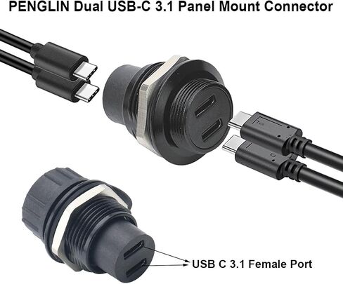 Penglin 2PCS المنافذ المزدوجة موصل لوحة USB-C ، ومحول امتداد Type-C أنثى إلى الإناث ، D-type USB C 3.1 Socket Socket Socket نقل وشحن in Kuwait
