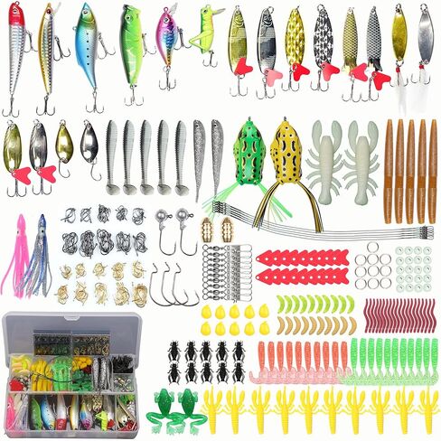𝗘𝗫𝗔𝗨𝗥𝗔𝗙𝗘𝗟𝗜𝗦 مجموعة أدوات الصيد أدوات الصيد 147pcs معالجة مربع مينو crankbait spinnerbaits vib hooks hooks paddle swimbaits jigs ، ووزن إكسسوارات إغراء صيد الأسماك هدايا الصيد in Kuwait