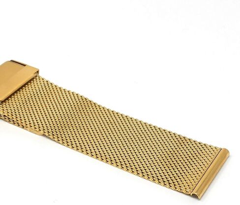 Bandini Mesh Watch Band - Stainless Steel, Adjustable Length, Fold Over Clasp for Men/Women - 22mm Metal Strap, Gold Tone/Fine Mesh in Kuwait