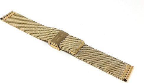 Bandini Mesh Watch Band - Stainless Steel, Adjustable Length, Fold Over Clasp for Men/Women - 22mm Metal Strap, Gold Tone/Fine Mesh in Kuwait