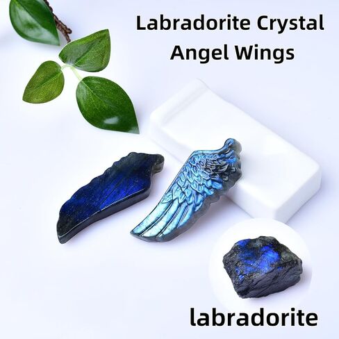 طبيعية لابرادوريت كريستال الحب الأجنحة تمثال 1.96 "المنحوت الشفاء الكريستال الأحجار الكريمة الحجر الحجر يوم الاحتفال ديكور ريكي الطاقة التأمل شفاء المنزل زخرفة ديي in Kuwait