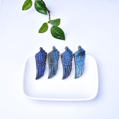 طبيعية لابرادوريت كريستال الحب الأجنحة تمثال 1.96 "المنحوت الشفاء الكريستال الأحجار الكريمة الحجر الحجر يوم الاحتفال ديكور ريكي الطاقة التأمل شفاء المنزل زخرفة ديي in Kuwait