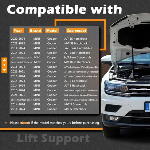 19.03 في 2PCS Liftgate Lift Lift Supergs Suplgate Scruts Gas Spring Shocks Rod متوافق مع Mini Cooper 2015-2021 يحل محل # 51247300845 (ملاحظة: يجب التحقق من الوصف للحصول على التفاصيل) in Saudi Arabia