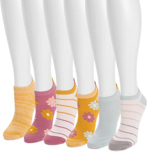 Muk Luks Women's 6 Pack 3D Tab Socks Low Cut ، Multi ، OS (6-11) in Saudi Arabia