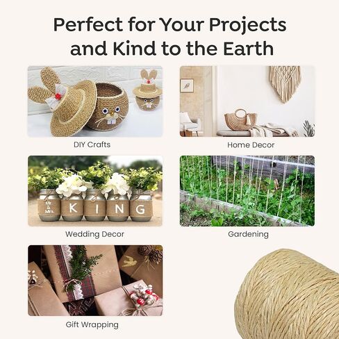 Premium Brazilian Sisal Twine, Natural Fiber 100% Sisal, Heavy-Duty, Ultra Durable, Ideal for DIY Projects, Home Decor, Gardening, Crafting, Gifting, Wrapping (164 ft / 50 m Coil) in Kuwait