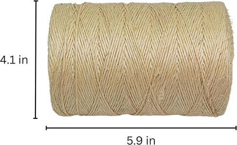 Premium Brazilian Sisal Twine, Natural Fiber 100% Sisal, Heavy-Duty, Ultra Durable, Ideal for DIY Projects, Home Decor, Gardening, Crafting, Gifting, Wrapping (164 ft / 50 m Coil) in Kuwait