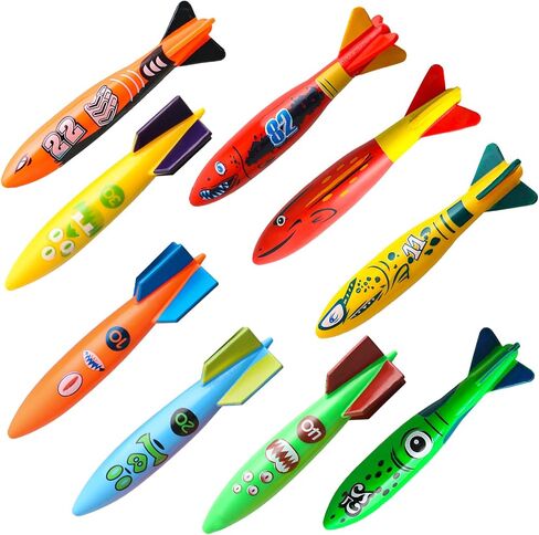 Summer Pool Toys 10 Pcs, Swimming Diving Toys with Brightly Colored Torpedoes, Fun Sinking Set in Kuwait