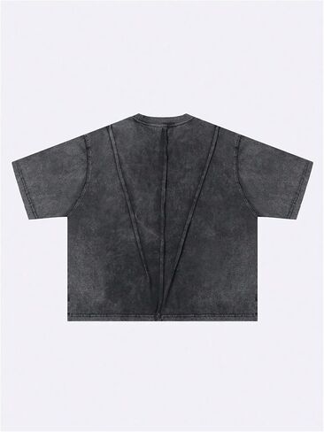GORGLITTER Men's Y2k Ovesized Cropped T Shirts Short Sleeve Gym Drop Shoulder Crewneck Washed Tops in Saudi Arabia