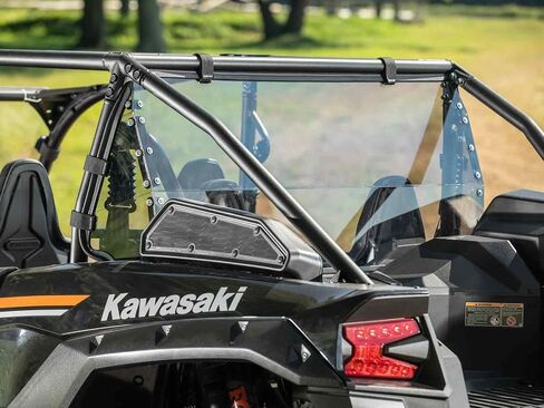 SuperATV 1/4" Lightly Tinted Polycarbonate Full Rear Windshield for 2023+ Kawasaki Teryx KRX 4 1000 | 250X Stronger Than Glass | Eliminates Suction | USA Made in Saudi Arabia