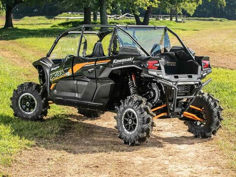 SuperATV 1/4" Lightly Tinted Polycarbonate Full Rear Windshield for 2023+ Kawasaki Teryx KRX 4 1000 | 250X Stronger Than Glass | Eliminates Suction | USA Made in Saudi Arabia