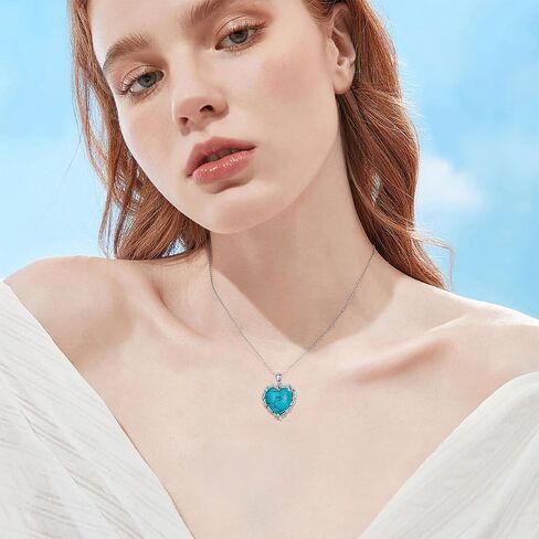 Genuine Turquoise Heart Necklaces for Women 925 Sterling Silver Blue Green Turquoise Pendant Vintage Western Jewelry Gift for Mom Wife Her in Saudi Arabia
