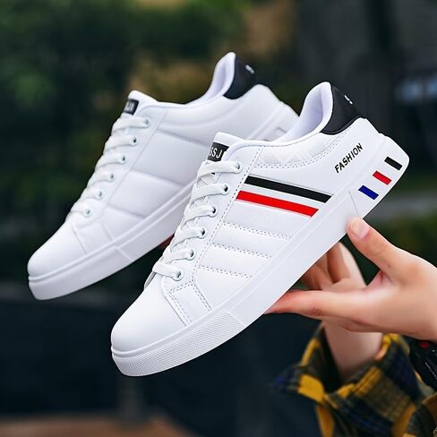 Plus Size Men's Trendy Street Style Low Top Skateboard Shoes, Comfy Non Slip Lace Up Durable Sneakers for Men's Outdoor Activities in Saudi Arabia