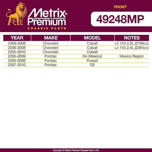 Metrix Premium Chassis Parts-Stabilizer Bar Bar Kit Fits Fits 05-10 Chevrolet Cobalt ، 2005-2006 Pontiac G4 (المكسيك) ، 2005-2006 Pontiac Pursuit ، 2007-2010 G5 ، استبدال K201614 ، صنع في أوروبا in Saudi Arabia