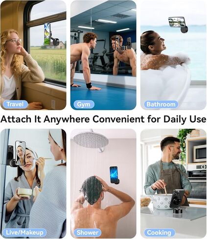 imluckies Vacuum Suction Magnetic Phone Holder, 360° Rotatable & Foldable Suction Cup Phone Mount, Compatible with Magsafe iPhone 16 15 14 13 12 for Shower/Bathroom/Mirror/Gym/Car/Kitchen, Black in Kuwait