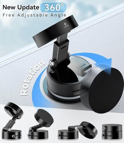 imluckies Vacuum Suction Magnetic Phone Holder, 360° Rotatable & Foldable Suction Cup Phone Mount, Compatible with Magsafe iPhone 16 15 14 13 12 for Shower/Bathroom/Mirror/Gym/Car/Kitchen, Black in Kuwait