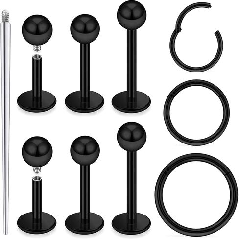 18G 16G 14G Internally Threaded Nose Rings Studs Flat Back Stud Earrings 316L Surgical Steel Nose Rings Studs Tragus Helix Conch Cartilage Lobe Earrings Hoop Piercing Jewelry For Women Men in Saudi Arabia