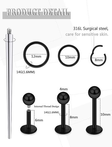 18G 16G 14G Internally Threaded Nose Rings Studs Flat Back Stud Earrings 316L Surgical Steel Nose Rings Studs Tragus Helix Conch Cartilage Lobe Earrings Hoop Piercing Jewelry For Women Men in Saudi Arabia