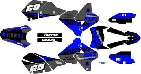 Graphics Kit for Suzuki DRZ 400 (2001-2023) Voltaic Series Yellow 09 Mil - Dirt bike Custom Racing Graphics Decals Stickers Kit, no-plastics in Saudi Arabia