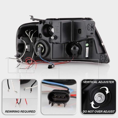 Acanii - للفترة من 2004-2008 Ford F150 LED Halo Ring Ring Black Housing Projector المصابيح الأمامية in Saudi Arabia
