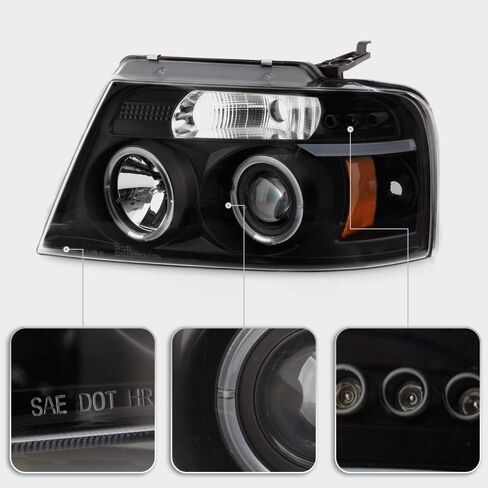 Acanii - للفترة من 2004-2008 Ford F150 LED Halo Ring Ring Black Housing Projector المصابيح الأمامية in Saudi Arabia