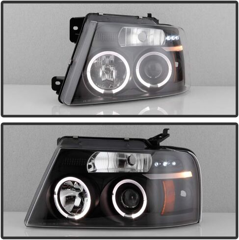 Acanii - للفترة من 2004-2008 Ford F150 LED Halo Ring Ring Black Housing Projector المصابيح الأمامية in Saudi Arabia