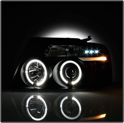 Acanii - للفترة من 2004-2008 Ford F150 LED Halo Ring Ring Black Housing Projector المصابيح الأمامية in Saudi Arabia