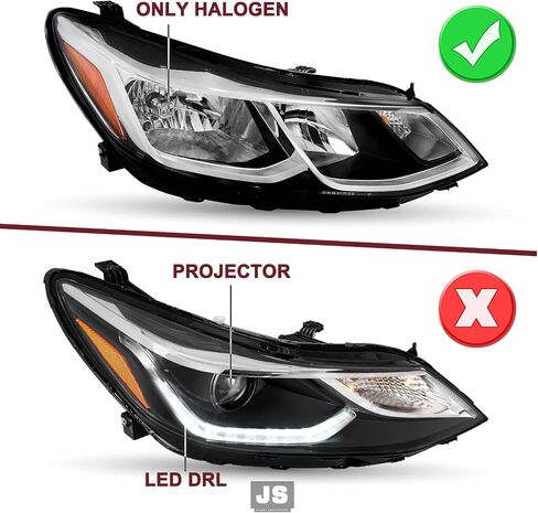 JSBOYAT Fits for 2016-2019 Chevy Cruze Headlight Assembly Replacement Halogen Non-Projector Factory Headlamp OE Style Front Lamp Left Driver Side in Kuwait