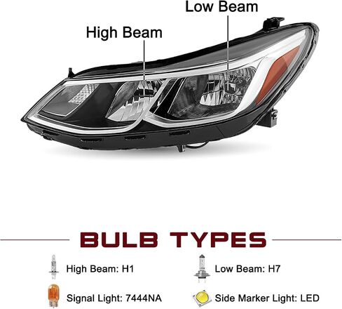 JSBOYAT Fits for 2016-2019 Chevy Cruze Headlight Assembly Replacement Halogen Non-Projector Factory Headlamp OE Style Front Lamp Left Driver Side in Kuwait