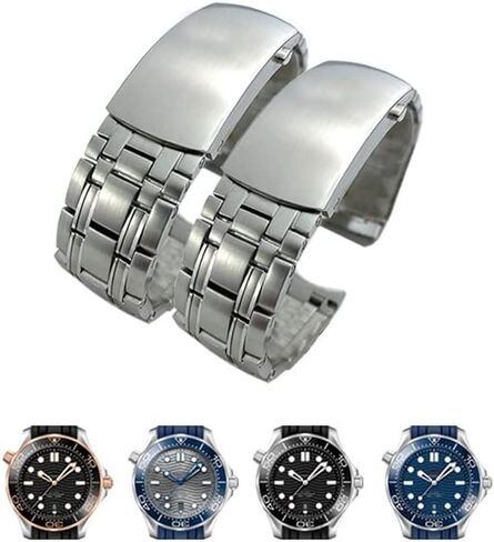 20 مم من الفولاذ المقاوم للصدأ ساعة المشبك مشبك نشر الفضة لأوميغا Seamaster 300 لأساور الرجال (20 ملم ، الفضة) in Saudi Arabia