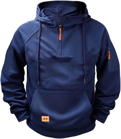Big and Tall Hoodies for Men Quarter Zip Up Tactical Hoodie Pullover Fall Winter Fashion Hooded Sweatshirt Pockets in Kuwait