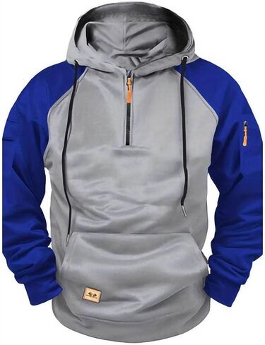 Big and Tall Hoodies for Men Quarter Zip Up Tactical Hoodie Pullover Fall Winter Fashion Hooded Sweatshirt Pockets in Kuwait