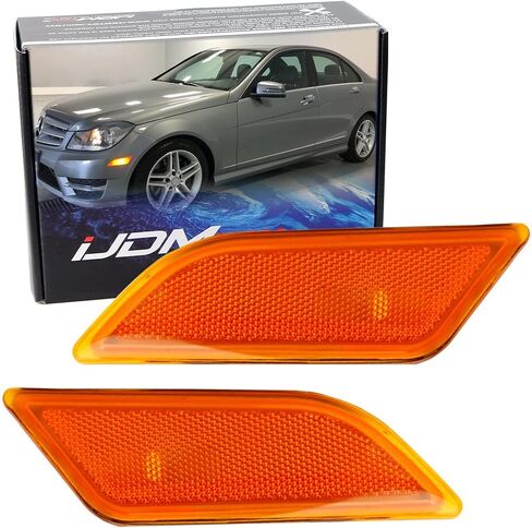 iJDMTOY OEM-Spec Amber Lens Front Bumper Side Marker Lamp Housings Compatible With 2012-2014 Mercedes W204 LCI C250 C300 C350 C-Class in Saudi Arabia