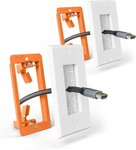 Brush Wall Plate with Mounting Bracket, Cable Pass Through Decorator Cover for Low Voltage Wires, Single Gang Cord Hider for TV Home Theater System, 2 Pack in Saudi Arabia