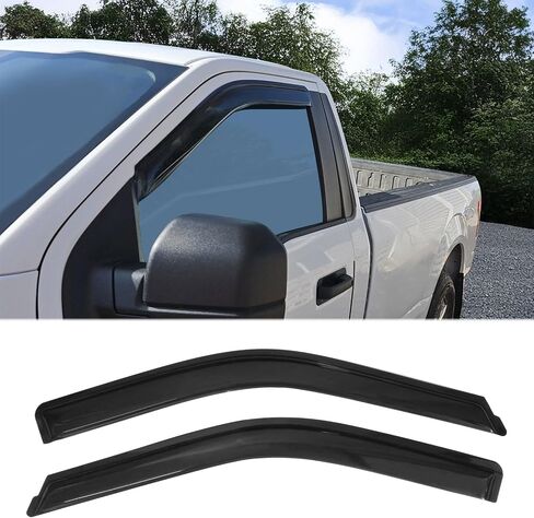 FREEMOTOR802 Tape-on Window Visors Sun Rain Guards, Fit for 2015-2025 Ford F-150 & 2017-2025 F-250 F-350 F-450 Super Duty Regular Cab, Slim Style Smoke Tinted Acrylic 2 PCS Side Wind Deflectors in Saudi Arabia