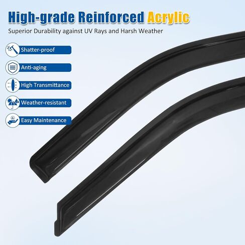FREEMOTOR802 Tape-on Window Visors Sun Rain Guards, Fit for 2015-2025 Ford F-150 & 2017-2025 F-250 F-350 F-450 Super Duty Regular Cab, Slim Style Smoke Tinted Acrylic 2 PCS Side Wind Deflectors in Saudi Arabia