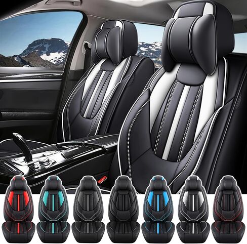 Front Set for Kia Soul Car Seat Covers 2010-2025, Waterproof Nappa Leather Car Seat Protector with Headrests, Anti-Slip and Comfortable Car Seat Cover&Accessories(2 Seats/Black Gray) in Saudi Arabia