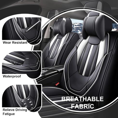 Front Set for Kia Soul Car Seat Covers 2010-2025, Waterproof Nappa Leather Car Seat Protector with Headrests, Anti-Slip and Comfortable Car Seat Cover&Accessories(2 Seats/Black Gray) in Saudi Arabia
