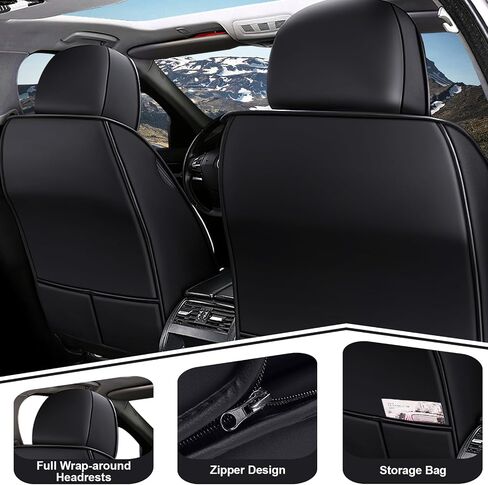 Front Set for Kia Soul Car Seat Covers 2010-2025, Waterproof Nappa Leather Car Seat Protector with Headrests, Anti-Slip and Comfortable Car Seat Cover&Accessories(2 Seats/Black Gray) in Saudi Arabia