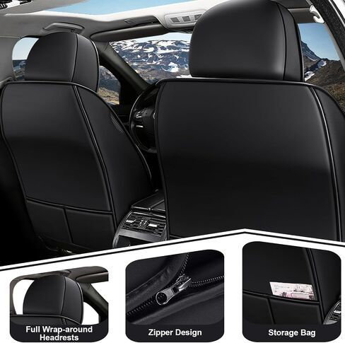Front Set for Kia Soul Car Seat Covers 2010-2025, Waterproof Nappa Leather Car Seat Protector with Headrests, Anti-Slip and Comfortable Car Seat Cover&Accessories(2 Seats/Black Gray) in Saudi Arabia