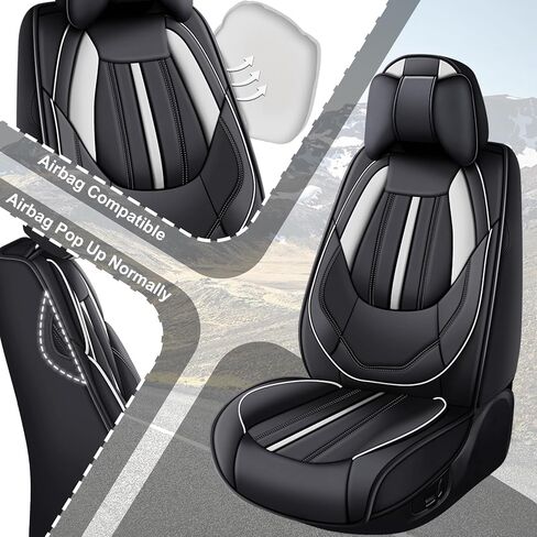 Front Set for Kia Soul Car Seat Covers 2010-2025, Waterproof Nappa Leather Car Seat Protector with Headrests, Anti-Slip and Comfortable Car Seat Cover&Accessories(2 Seats/Black Gray) in Saudi Arabia