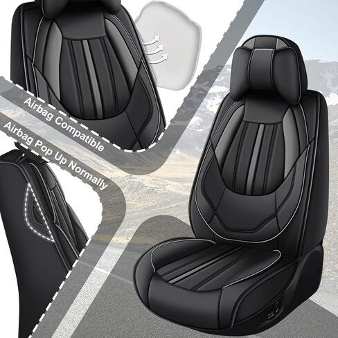 Front Set for Kia Soul Car Seat Covers 2010-2025, Waterproof Nappa Leather Car Seat Protector with Headrests, Anti-Slip and Comfortable Car Seat Cover&Accessories(2 Seats/Black Gray) in Saudi Arabia