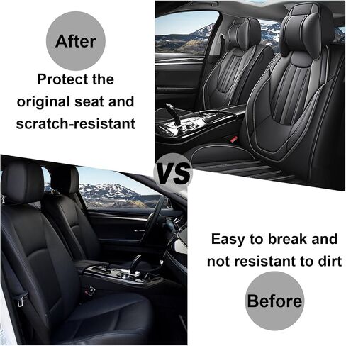 Front Set for Kia Soul Car Seat Covers 2010-2025, Waterproof Nappa Leather Car Seat Protector with Headrests, Anti-Slip and Comfortable Car Seat Cover&Accessories(2 Seats/Black Gray) in Saudi Arabia