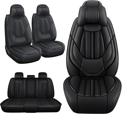 Front Set for Kia Soul Car Seat Covers 2010-2025, Waterproof Nappa Leather Car Seat Protector with Headrests, Anti-Slip and Comfortable Car Seat Cover&Accessories(2 Seats/Black Gray) in Saudi Arabia