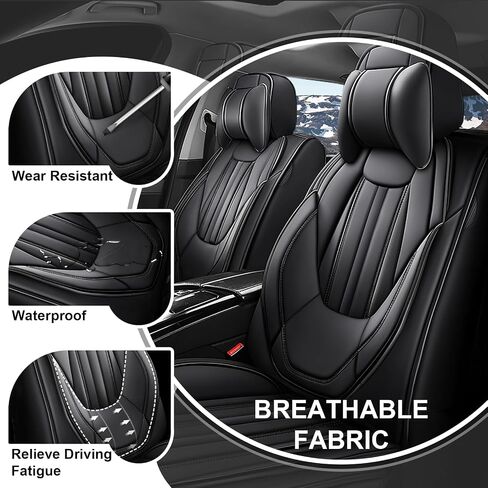Front Set for Kia Soul Car Seat Covers 2010-2025, Waterproof Nappa Leather Car Seat Protector with Headrests, Anti-Slip and Comfortable Car Seat Cover&Accessories(2 Seats/Black Gray) in Saudi Arabia