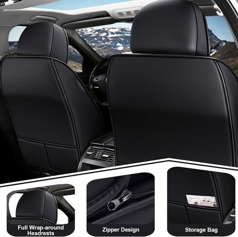Front Set for Kia Soul Car Seat Covers 2010-2025, Waterproof Nappa Leather Car Seat Protector with Headrests, Anti-Slip and Comfortable Car Seat Cover&Accessories(2 Seats/Black Gray) in Saudi Arabia