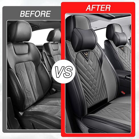 Car Seat Covers for Hyundai Venue 2020-2025, Premium Nappa Leather Waterproof & Anti-Slip, Full Coverage Customized fit Hyundai Venue Seat Covers Front Set (2 Seats Luxury,Black-Gray) in Kuwait
