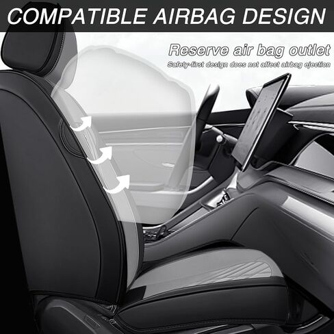 Car Seat Covers for Hyundai Kona 2018-2025, Premium Nappa Leather Waterproof & Anti-Slip, Full Coverage Customized fit Hyundai Kona Seat Covers Full Set (5 Seats Standard,Black-Gray) in Saudi Arabia